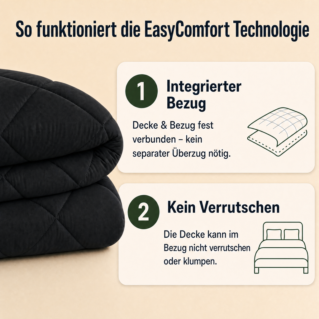 EasyComfort™ - Die waschbare 2in1 Bettdecke, die Bettwäsche überflüssig macht