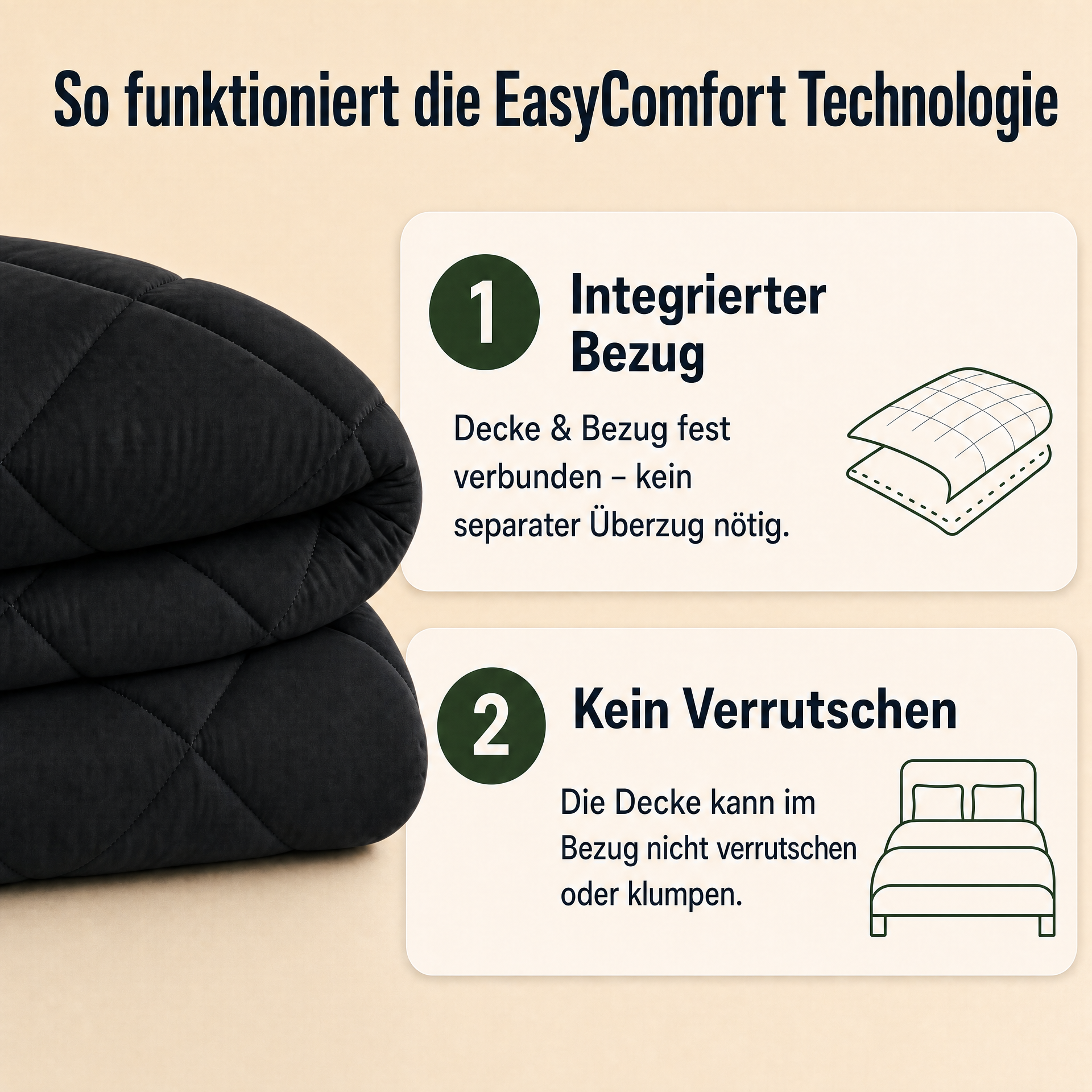 EasyComfort™ - Die waschbare 2in1 Bettdecke, die Bettwäsche überflüssig macht