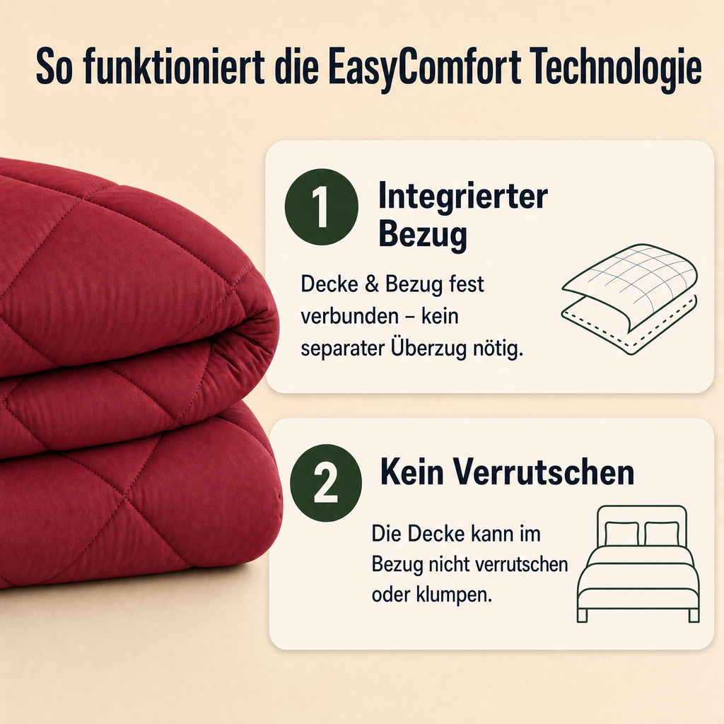 EasyComfort™ - Die waschbare 2in1 Bettdecke, die Bettwäsche überflüssig macht
