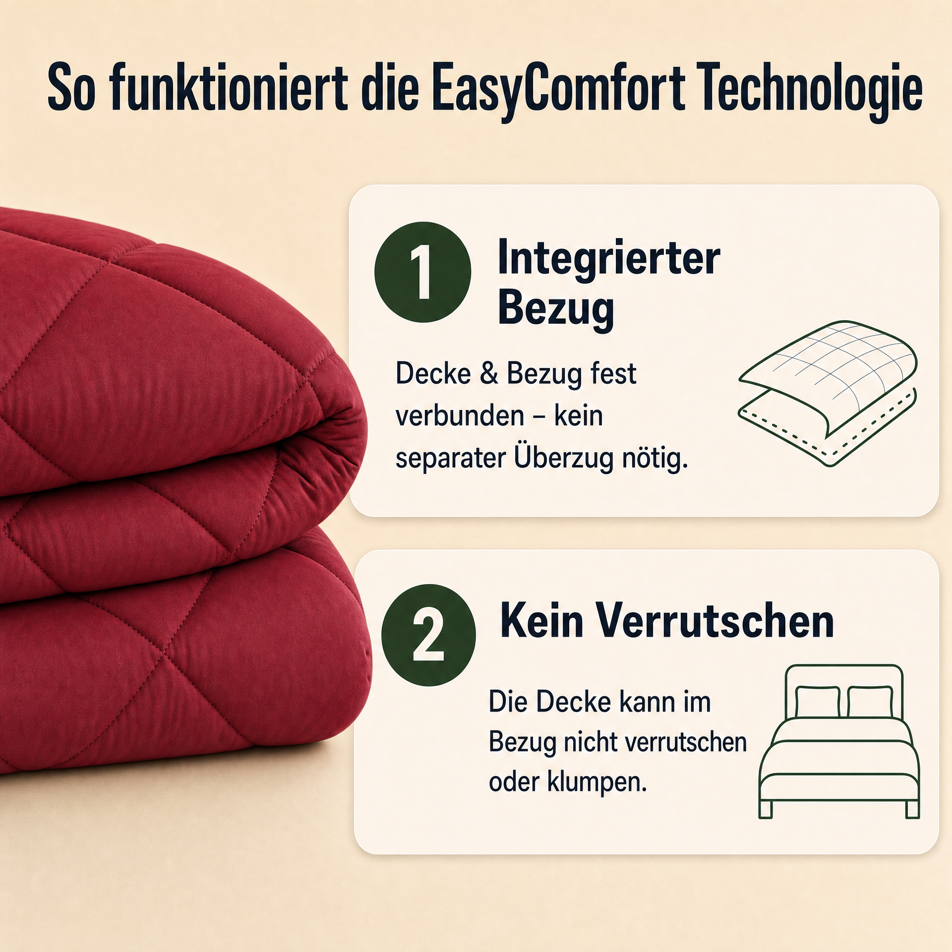 EasyComfort™ - Die waschbare 2in1 Bettdecke, die Bettwäsche überflüssig macht