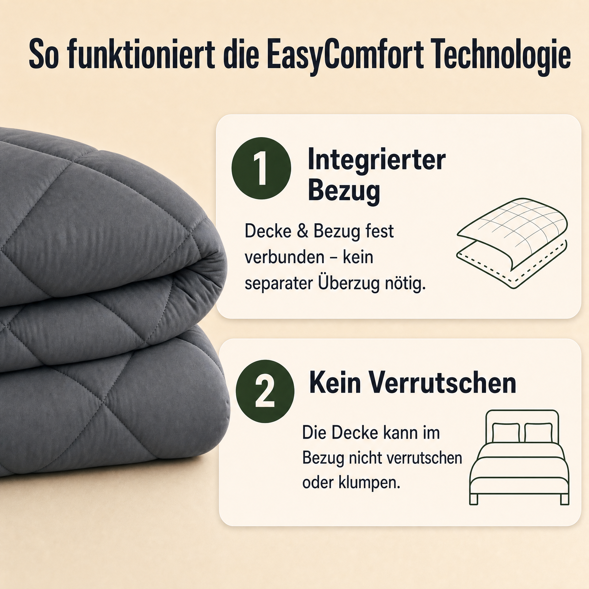 EasyComfort™ - Die waschbare 2in1 Bettdecke, die Bettwäsche überflüssig macht