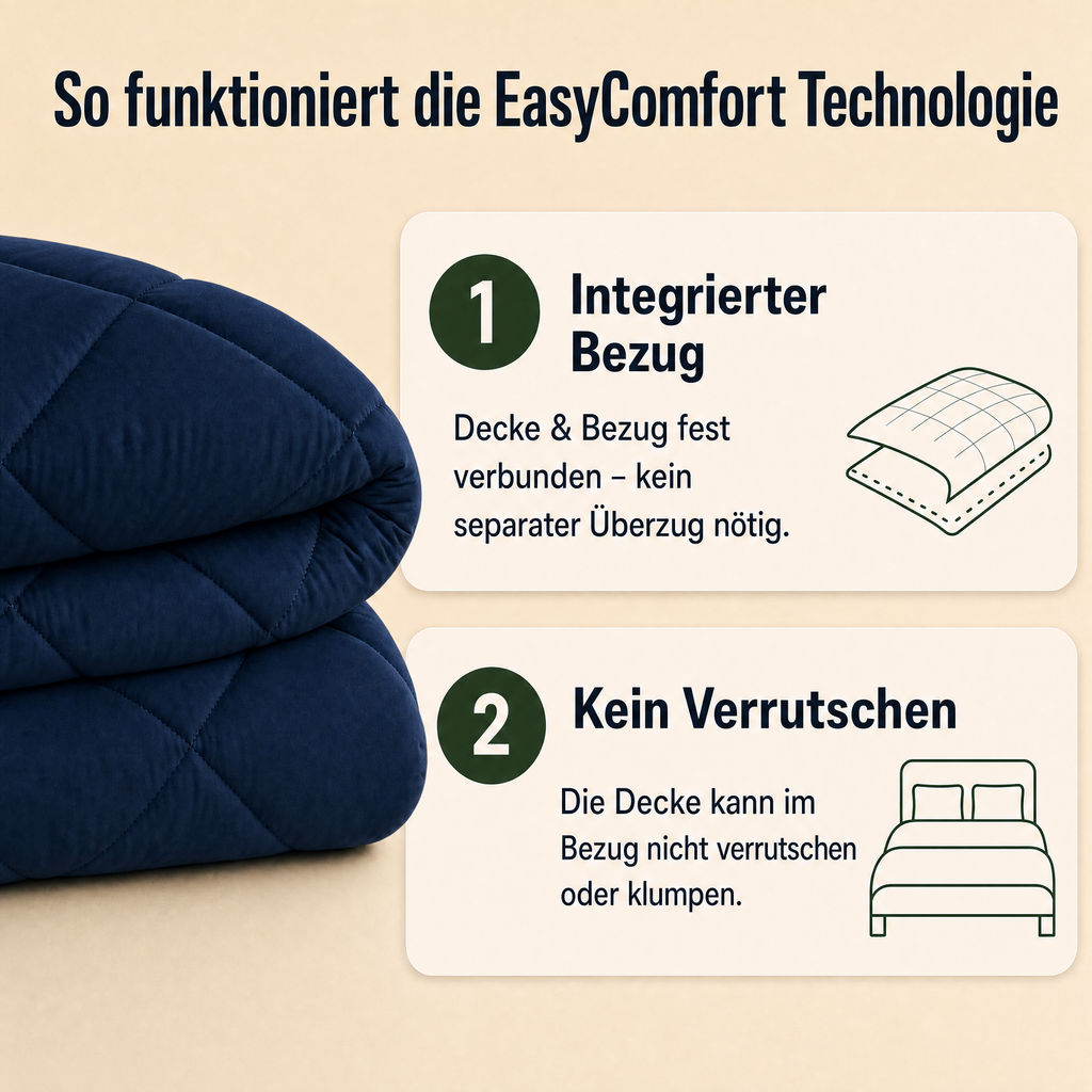 EasyComfort™ - Die waschbare 2in1 Bettdecke, die Bettwäsche überflüssig macht