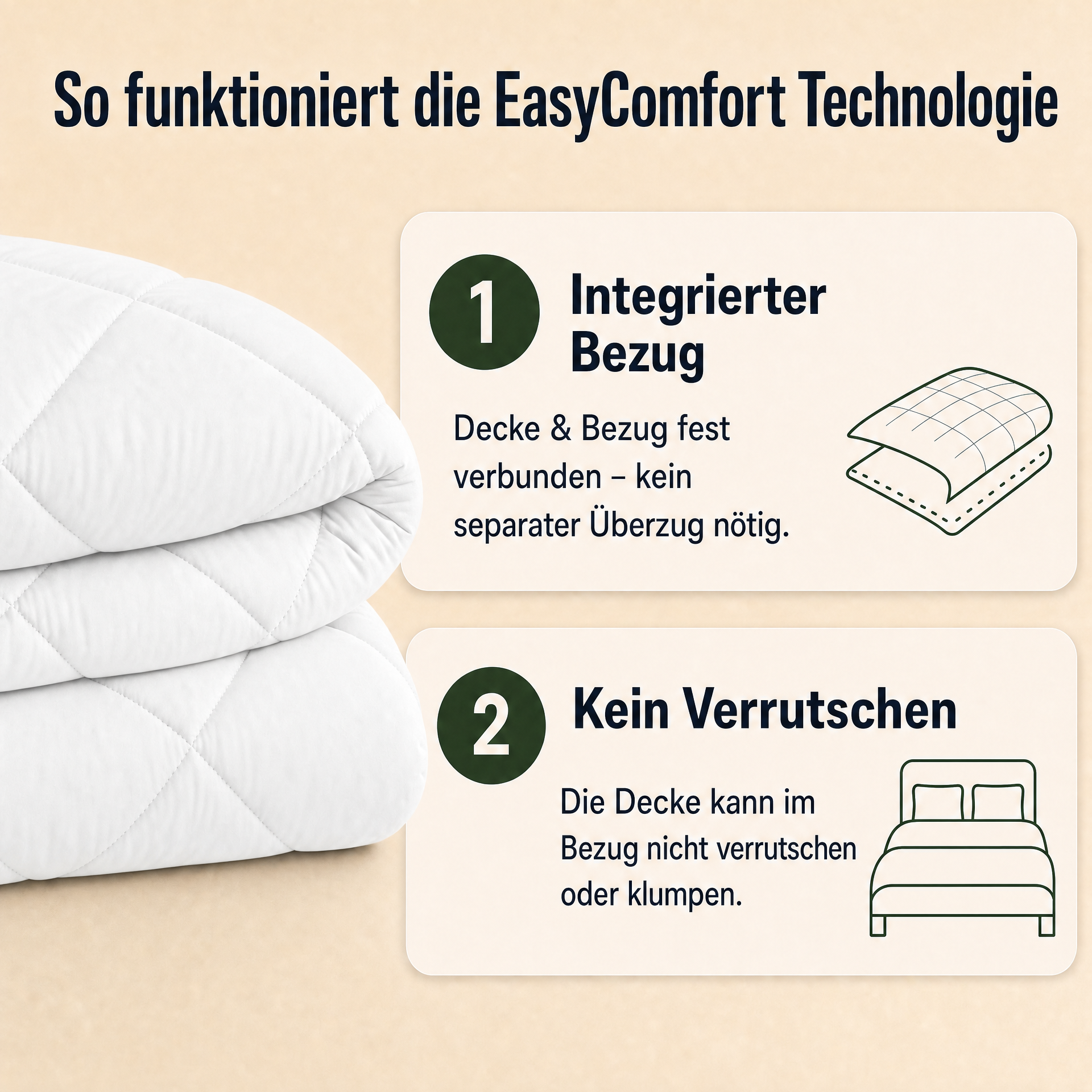EasyComfort™ - Die waschbare 2in1 Bettdecke, die Bettwäsche überflüssig macht