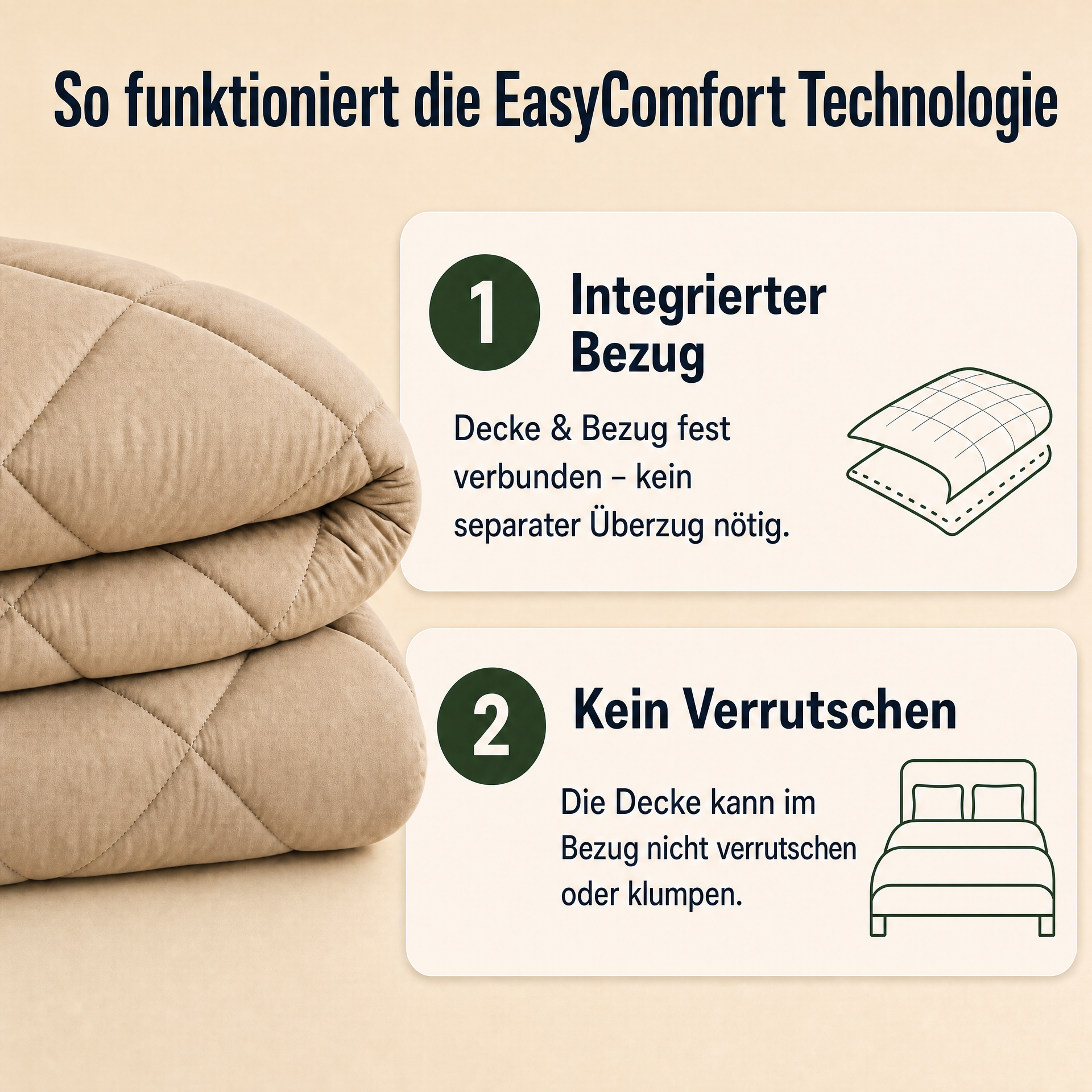 EasyComfort™ - Die waschbare 2in1 Bettdecke, die Bettwäsche überflüssig macht