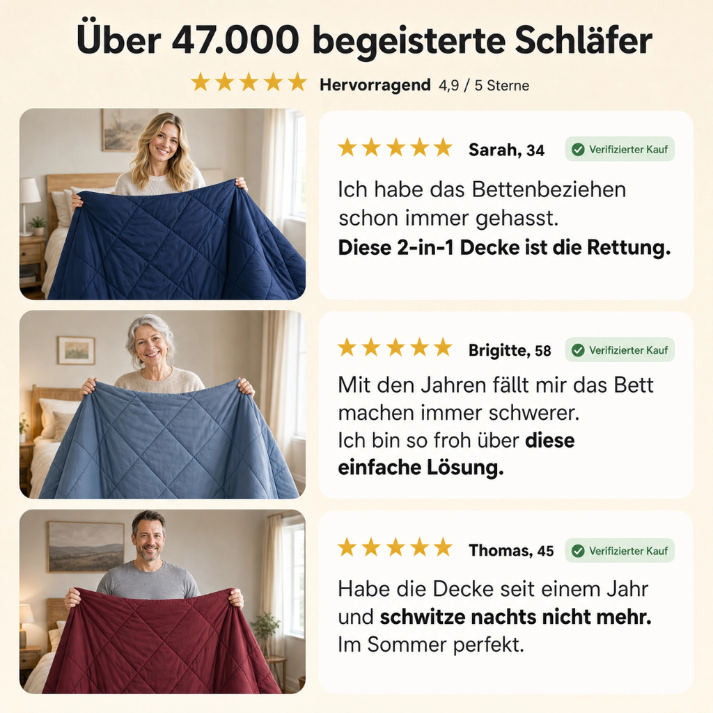 EasyComfort™ - Die waschbare 2in1 Bettdecke, die Bettwäsche überflüssig macht