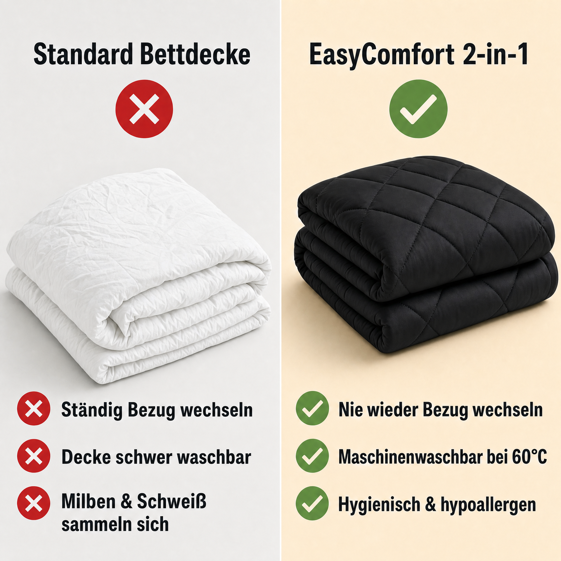 EasyComfort™ - Die waschbare 2in1 Bettdecke, die Bettwäsche überflüssig macht