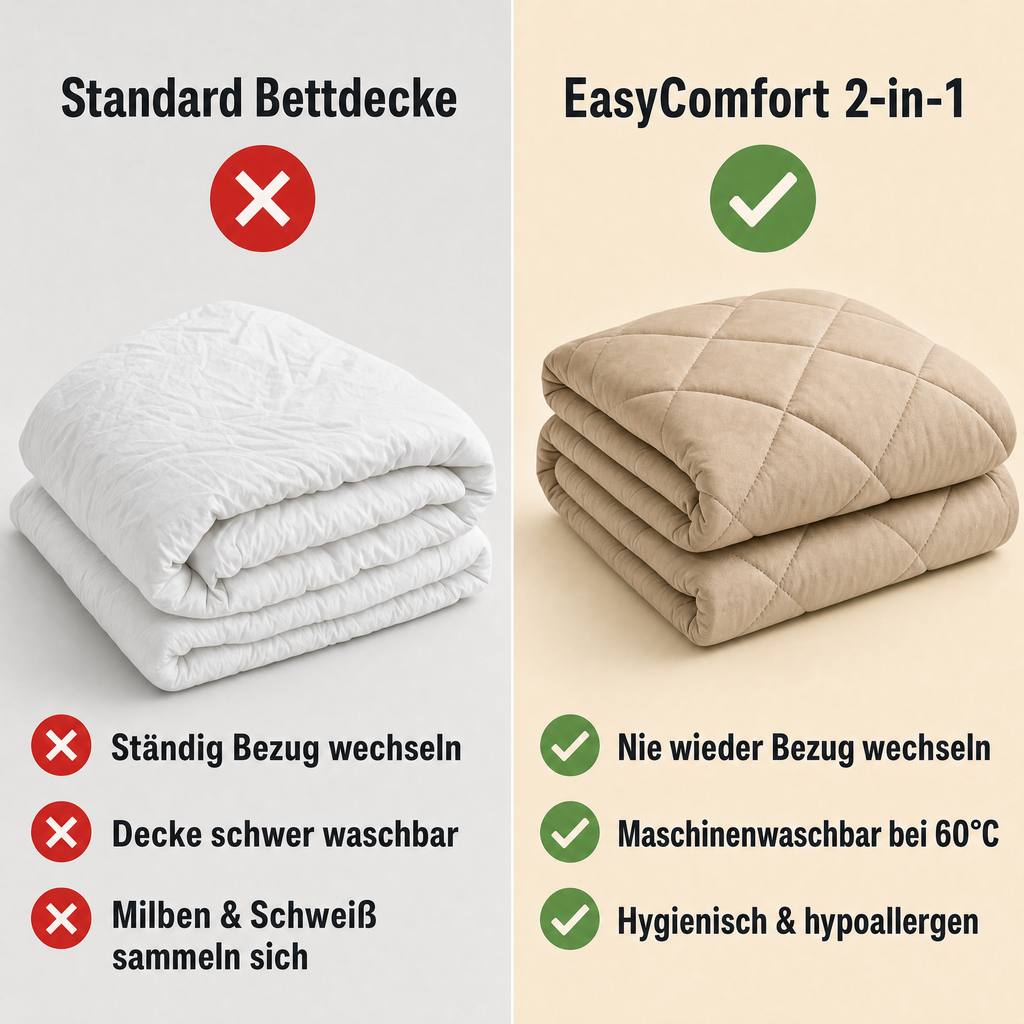 EasyComfort™ - Die waschbare 2in1 Bettdecke, die Bettwäsche überflüssig macht