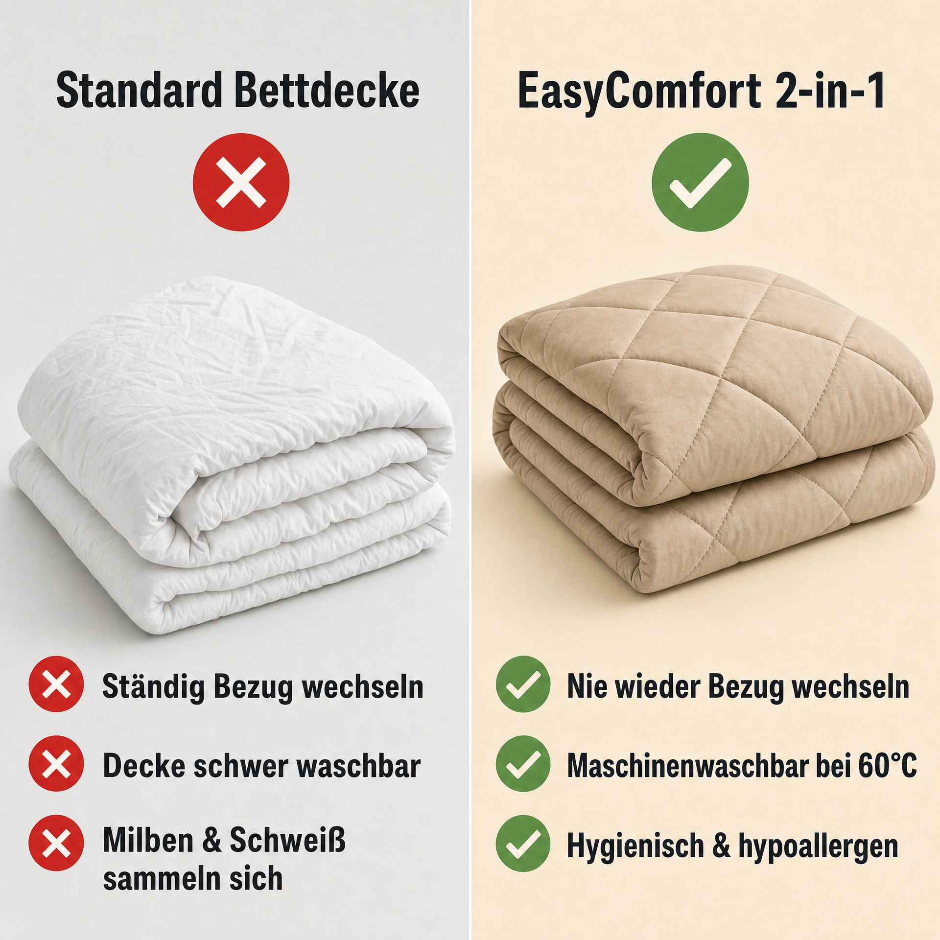 EasyComfort™ - Die waschbare 2in1 Bettdecke, die Bettwäsche überflüssig macht