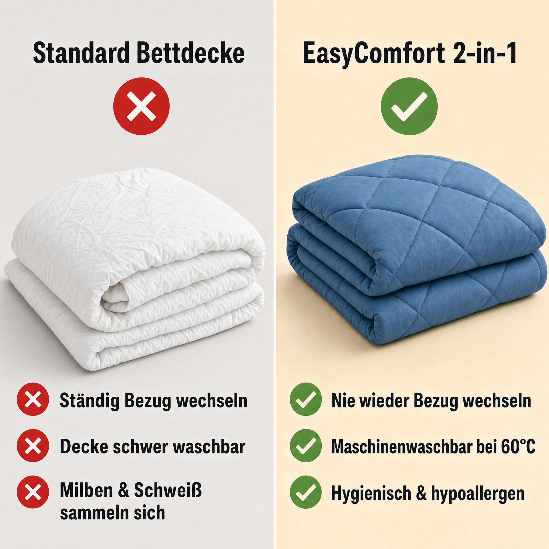 EasyComfort™ - Die waschbare 2in1 Bettdecke, die Bettwäsche überflüssig macht