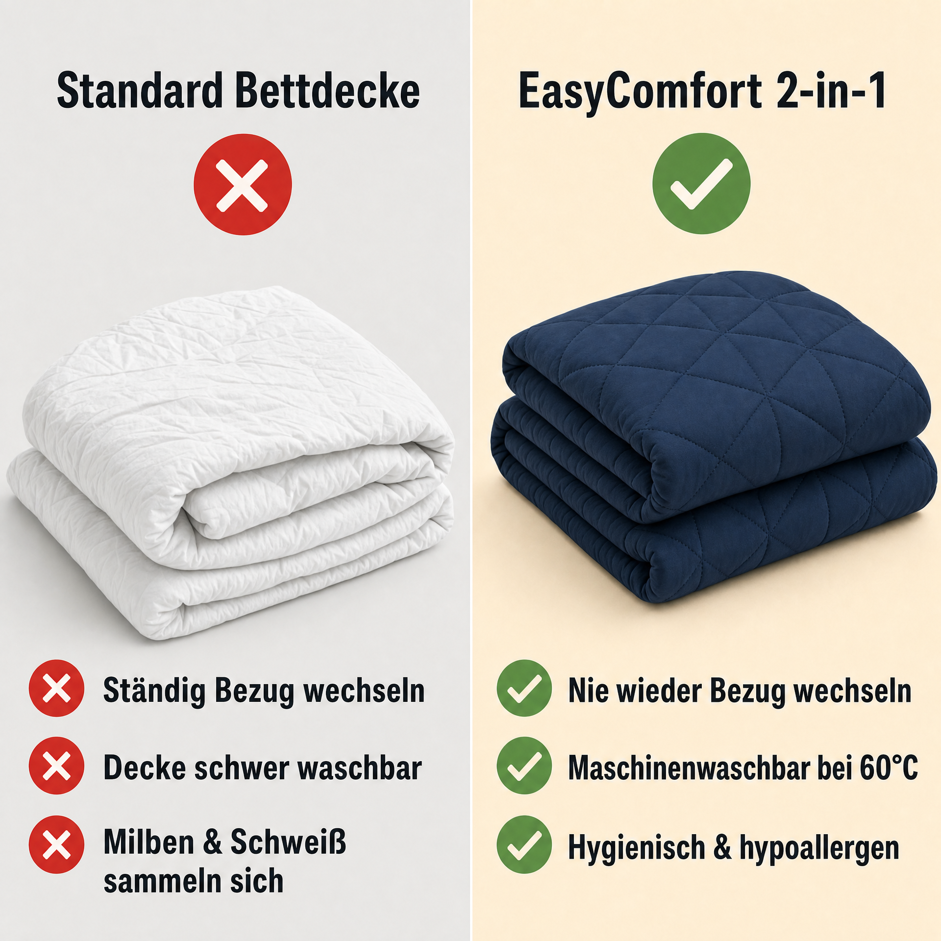 EasyComfort™ - Die waschbare 2in1 Bettdecke, die Bettwäsche überflüssig macht