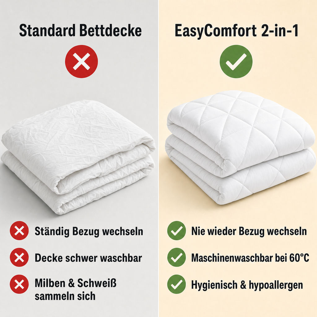 EasyComfort™ - Die waschbare 2in1 Bettdecke, die Bettwäsche überflüssig macht