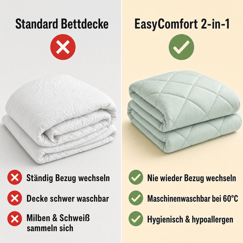 EasyComfort™ - Die waschbare 2in1 Bettdecke, die Bettwäsche überflüssig macht