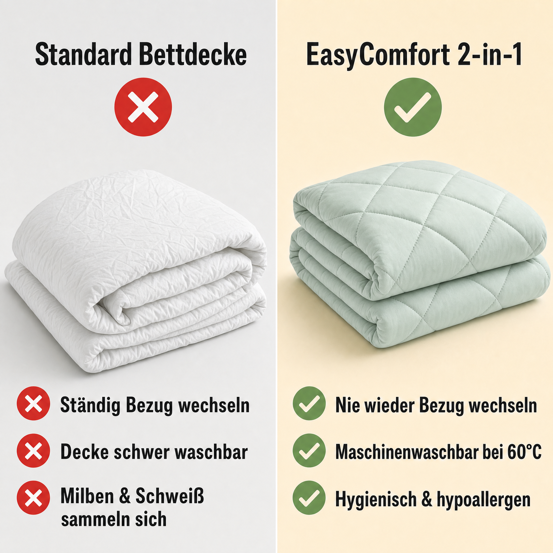 EasyComfort™ - Die waschbare 2in1 Bettdecke, die Bettwäsche überflüssig macht