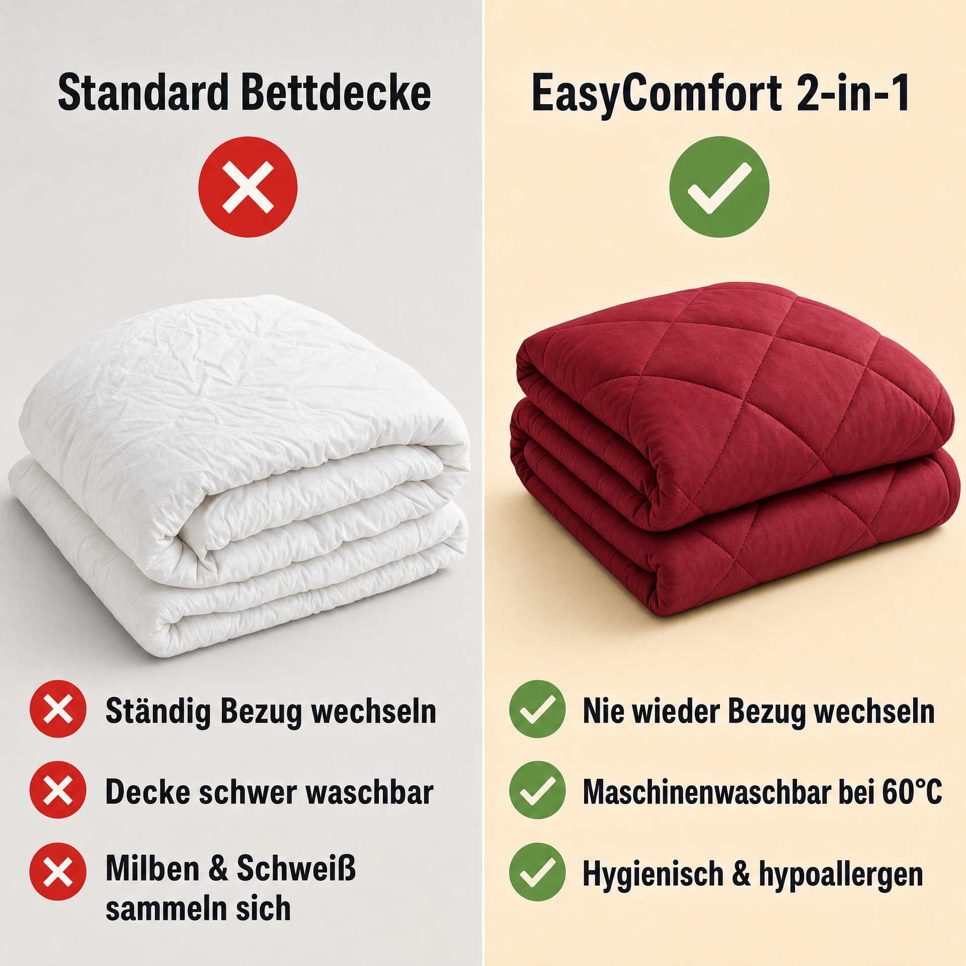 EasyComfort™ - Die waschbare 2in1 Bettdecke, die Bettwäsche überflüssig macht