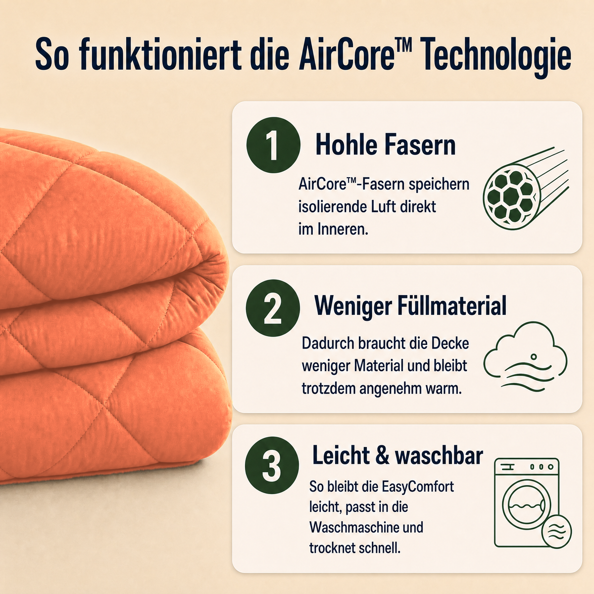 EasyComfort™ - Die waschbare 2in1 Bettdecke, die Bettwäsche überflüssig macht