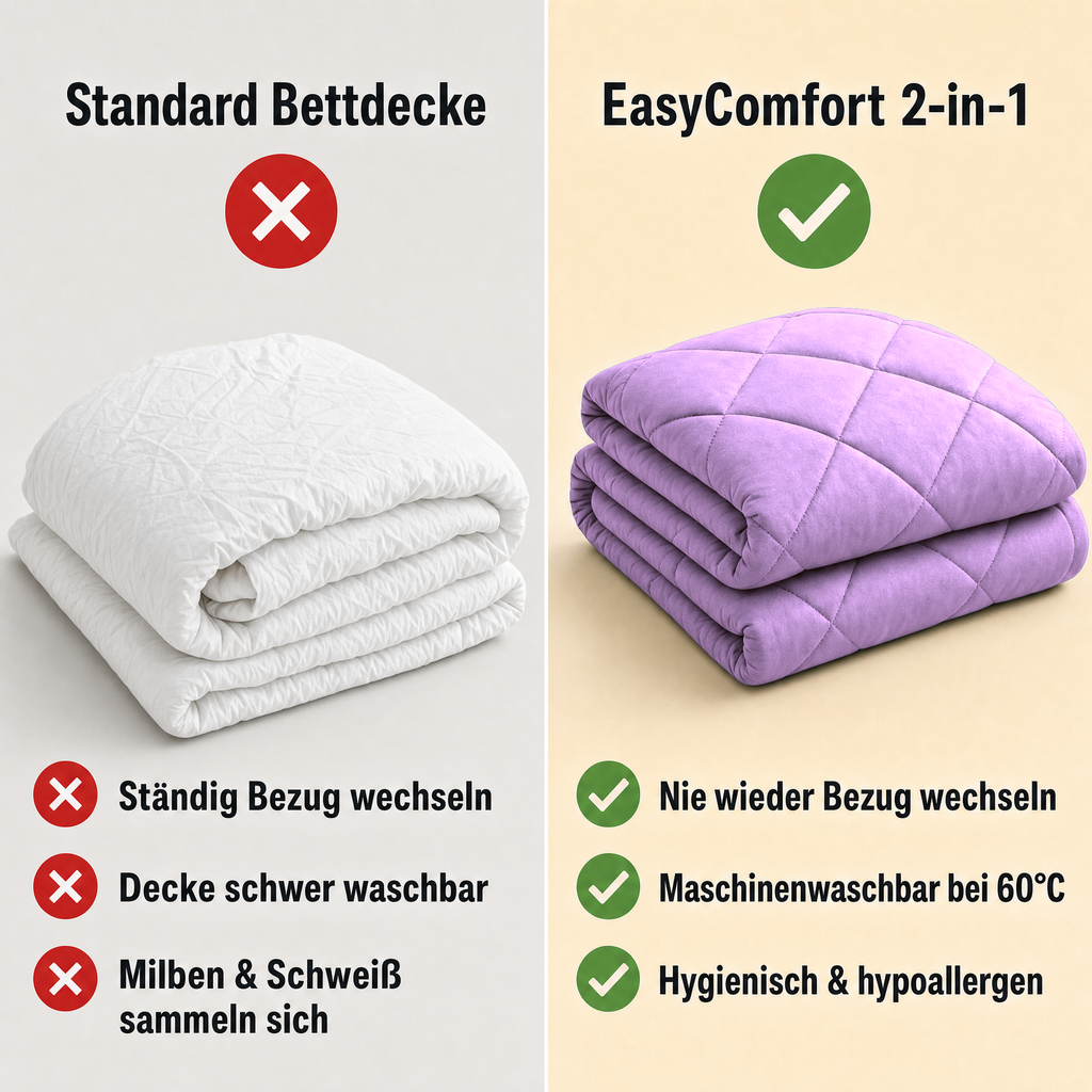 EasyComfort™ - Die waschbare 2in1 Bettdecke, die Bettwäsche überflüssig macht